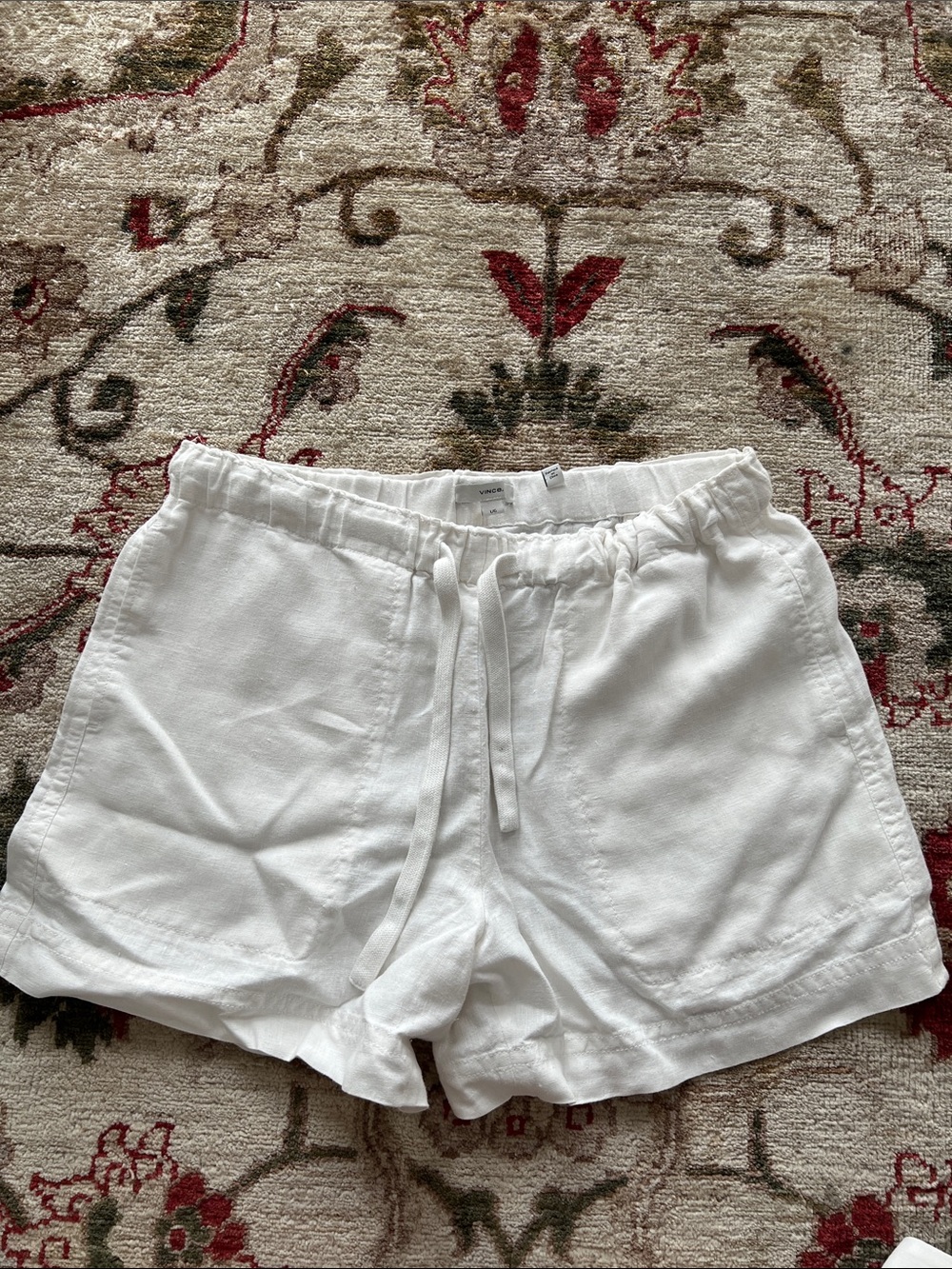 Vince White Drawstring Hemp Shorts